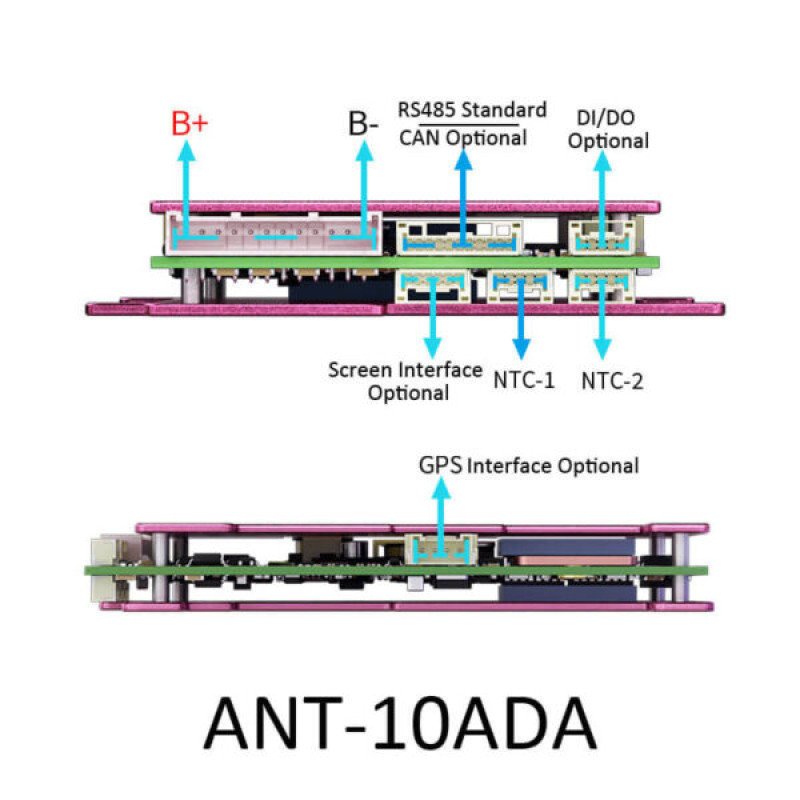 BMS 5S-10S ANT-10ADA RS485 Bluetooth Smart BMS 50A-100A 1000mA Active Balancing 16V-24V-36V NCM LFP LTO Sodium-ion Battery Protection Board