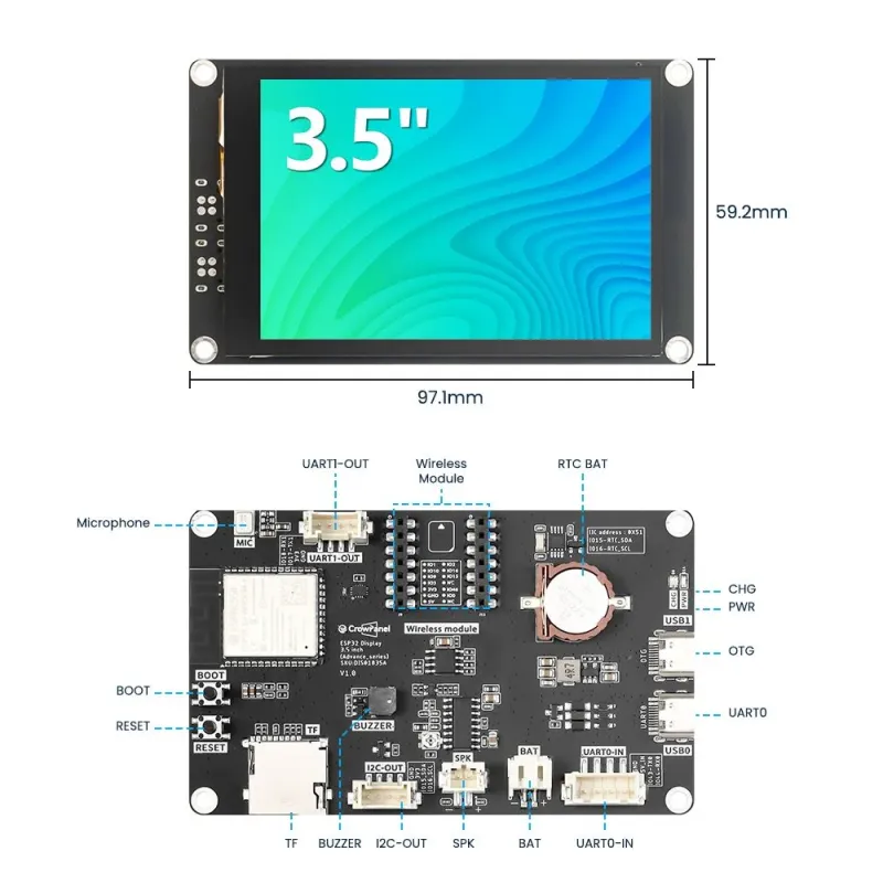 3.5“ HMI|ESP32-S3 AI-Powered IPS Touch Screen (480x320)