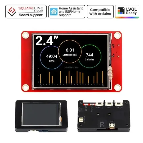 2.4"-ESP32 HMI 320x240 SPI TFT LCD Touch Screen Compatible with Arduino/LVGL/ Esphome-Homeassistant/PlatformIO/Micropython