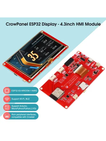 4.3"-HMI ESP32 Display 480x272 RGB TFT LCD Touch Screen Compatible with Arduino/LVGL/ PlatformIO/Micropython