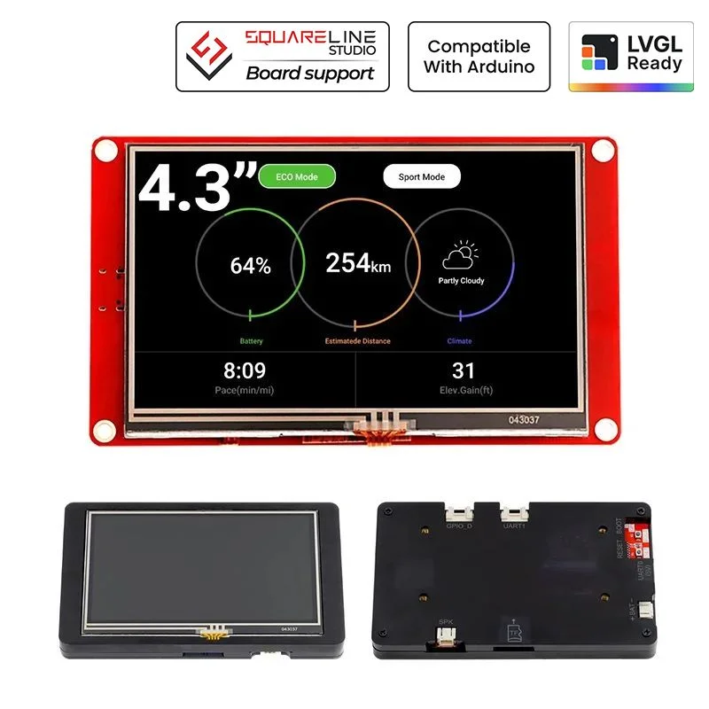 4.3"-HMI ESP32 Display 480x272 RGB TFT LCD Touch Screen Compatible with Arduino/LVGL/ PlatformIO/Micropython