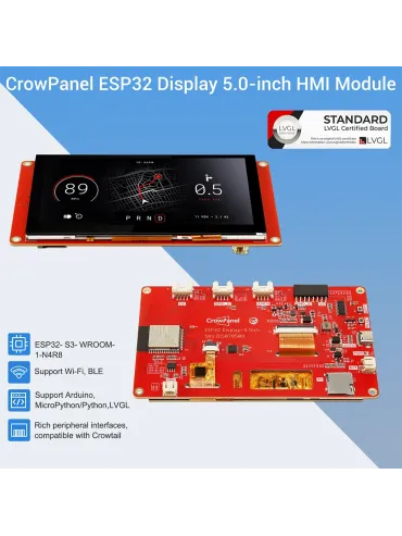 5.0"-HMI ESP32 Display 800x480 RGB TFT LCD Touch Screen Compatible with Arduino/LVGL/ PlatformIO/Micropython