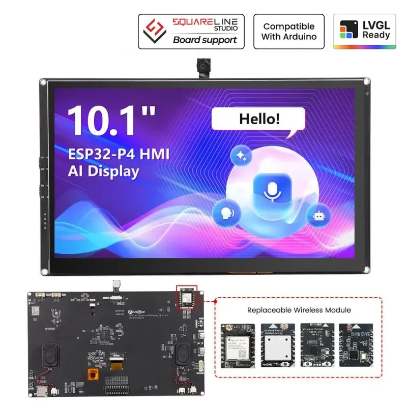 10.1inch |ESP32-P4 HMI AI Display 1024x600 IPS Touch Screen | WiFi 6 Support|Compatible with Arduino/LVGL