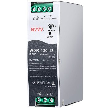 WDR-120-24 Industrial DIN Rail Power Supply (24V 5A 120W, 200-500VAC Wide Input)