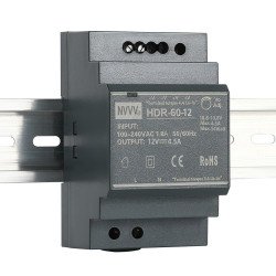 HDR-60 Ultra-Slim DIN-Rail Industrial Power Supply (12V / 24V DC, 60W)