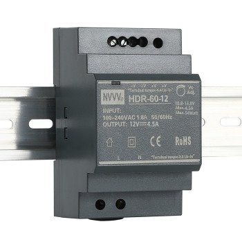HDR-60 Ultra-Slim DIN-Rail Industrial Power Supply (12V / 24V DC, 60W)