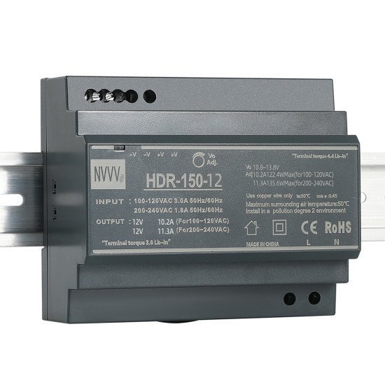 HDR-150W 110V/220V AC to DC 12V 24V Din Rail Switching Power Supply