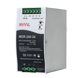 WDR-240-24 Industrial DIN Rail Switching Power Supply (24V 10A 240W, Ultra-Wide 180-550VAC Input)