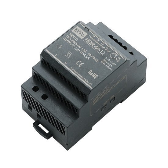 HDR-60 Ultra-Slim DIN-Rail Industrial Power Supply (12V / 24V DC, 60W)