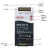WDR-240-24 Industrial DIN Rail Switching Power Supply (24V 10A 240W, Ultra-Wide 180-550VAC Input)