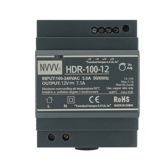 HDR-100 Ultra-Slim Industrial DIN Rail Power Supply 100W