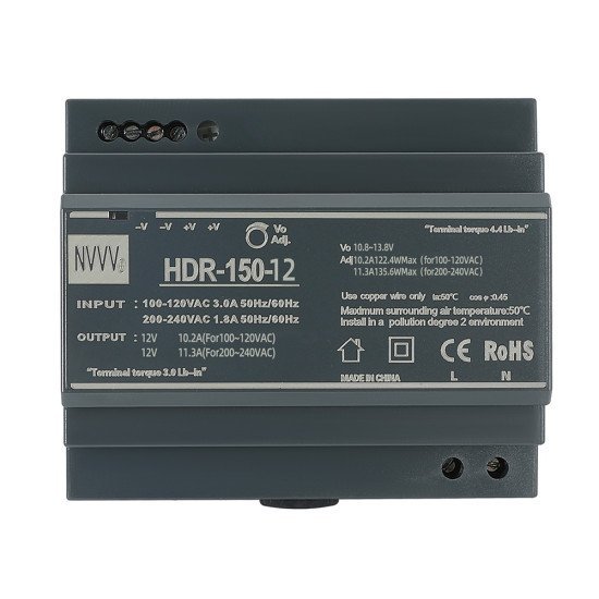 HDR-150W 110V/220V AC to DC 12V 24V Din Rail Switching Power Supply