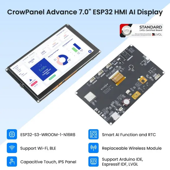 CrowPanel Advance 7-Inch ESP32-S3 HMI IPS Touch Display