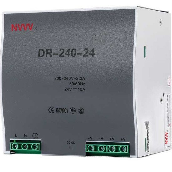 DR-240-24 Industrial DIN-Rail Switching Power Supply (24V 10A 240W)