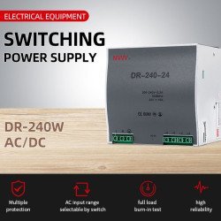 DR-240-24 Industrial DIN-Rail Switching Power Supply (24V 10A 240W)