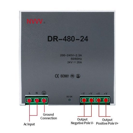 480W 48V 10A Industrial DIN Rail Switching Power Supply