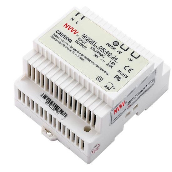 DR 30W 45W 60W Din Rail Switching Power Supply Features. The output voltage regulator can be continuously adjusted from 0V to 10%. Output short circuit, Overcurrent and overvoltage protection: whole machine overheating protection. Intelligent temperature-