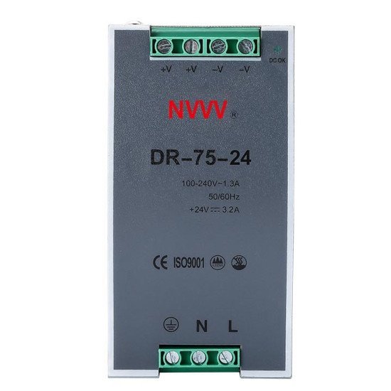 24V 75W Industrial DIN Rail Switching Power Supply (3.2A)