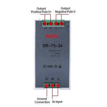 24V 75W Industrial DIN Rail Switching Power Supply (3.2A)