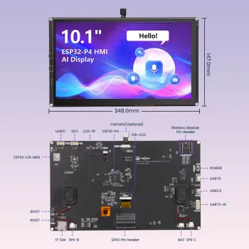 ESP32-P4 10.1-Inch HMI AI IPS Capacitive Touch Display (WiFi 6)