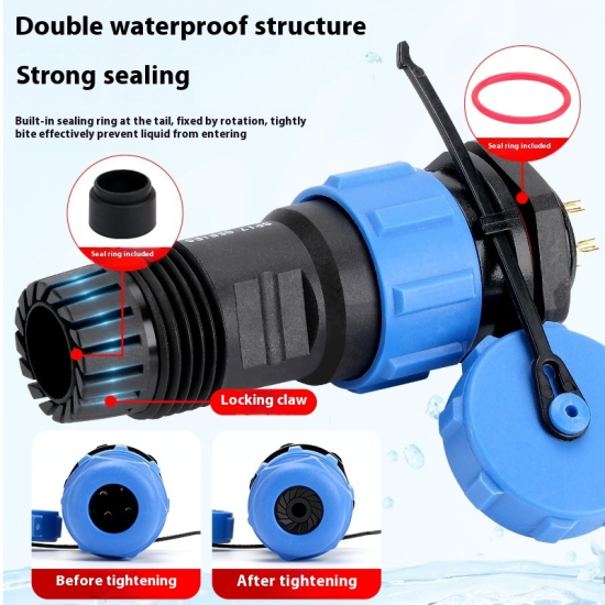 IP68 Waterproof Aviation Circular Connector Plug & Socket (2-16 Pin, 5A)