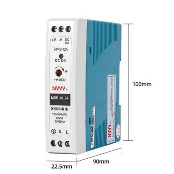 10W Slim DIN-Rail Switching Power Supply (12V/24V DC) MDR 24V 10W