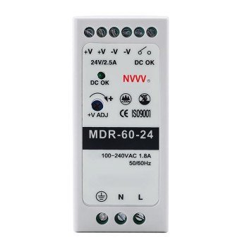 60W 24V 2.5A Ultra-Slim DIN-Rail Industrial Switching Power Supply MDR-60-24