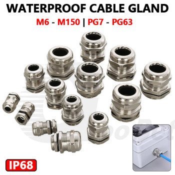 IP68 Nickel-Plated Brass PG, M, G & NPT Thread Cable Gland