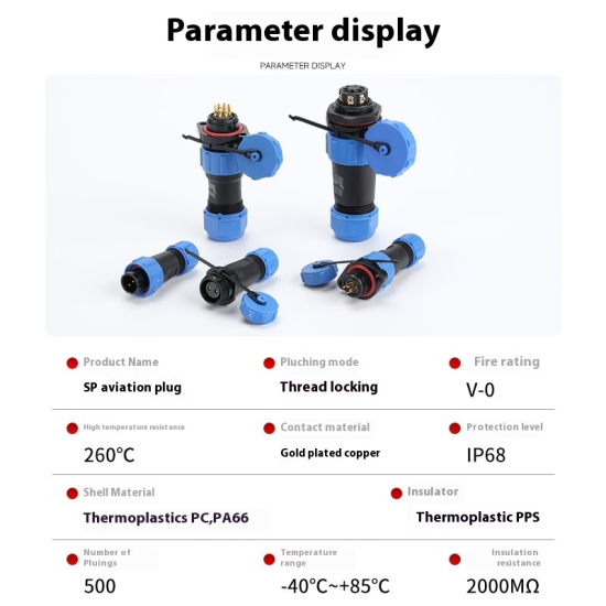 IP68 Waterproof Aviation Circular Connector Plug & Socket (2-16 Pin, 5A)