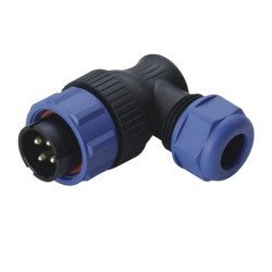 SP2116 90-Degree Angled IP68 Threaded Waterproof Cable Plug