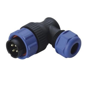 SP2116 90-Degree Angled IP68 Threaded Waterproof Cable Plug