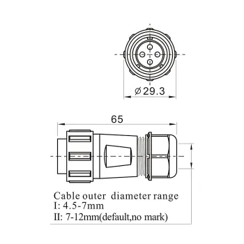 SP2116 90-Degree Angled IP68 Threaded Waterproof Cable Plug