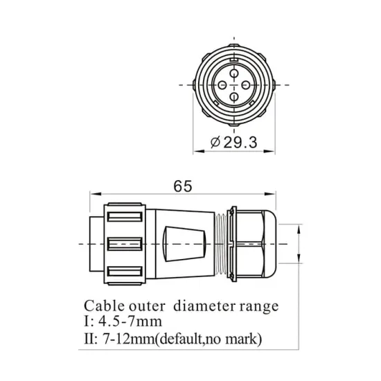 SP2116 90-Degree Angled IP68 Threaded Waterproof Cable Plug