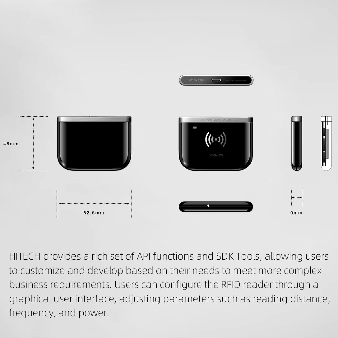 Instock USB Type-C Interface Plug and Play Android IOS Mobile Smartphone Pocket Size Portable Mobile UHF RFID Card Reader
